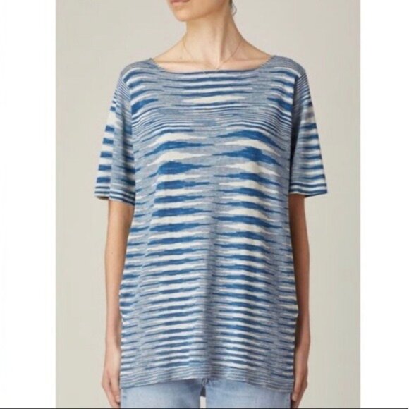 Lauren Manoogian Space T Tunic in Ivory/Indigo Size Large - Picture 1 of 4